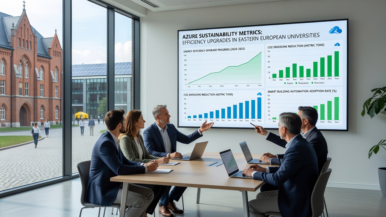 Technicians installing liquid cooling systems in an Eastern European university data center upgraded for Azure sustainability targets